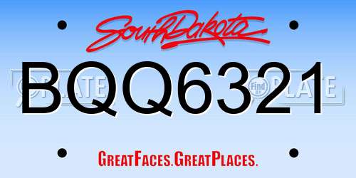 BQQ6321 South Dakota License Plate