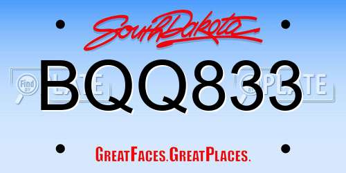 BQQ833 South Dakota License Plate