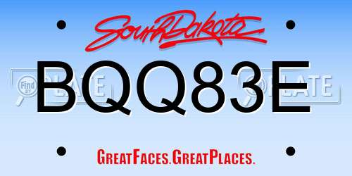 BQQ83E South Dakota License Plate