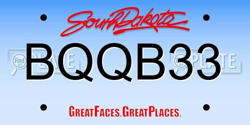 BQQB33 South Dakota License Plate