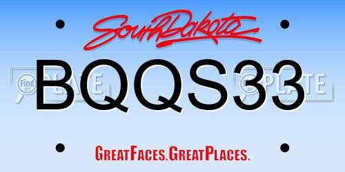 BQQS33 South Dakota License Plate
