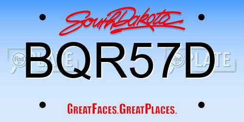 BQR57D South Dakota License Plate