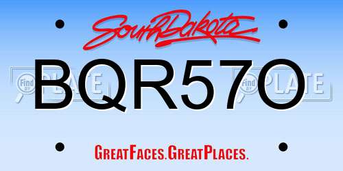 BQR57O South Dakota License Plate