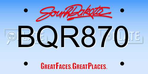BQR870 South Dakota License Plate