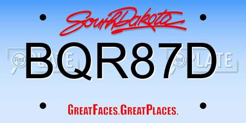 BQR87D South Dakota License Plate
