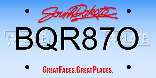 BQR87O South Dakota License Plate