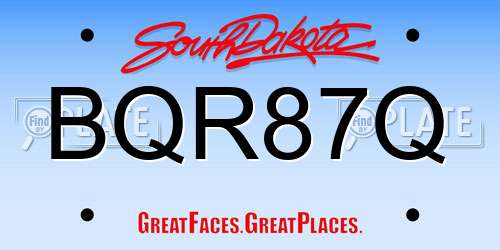 BQR87Q South Dakota License Plate