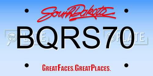 BQRS70 South Dakota License Plate