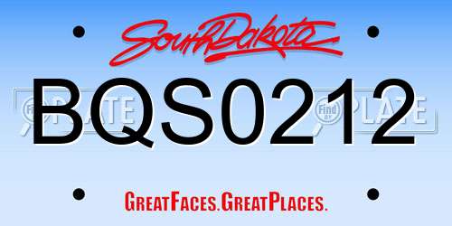 BQS0212 South Dakota License Plate
