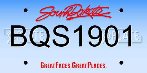 BQS1901 South Dakota License Plate