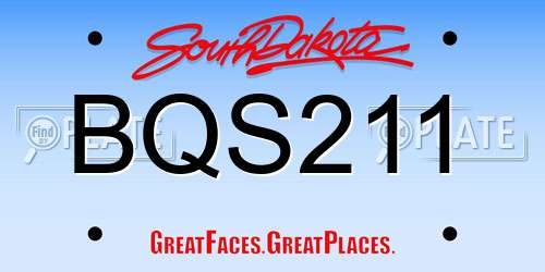 BQS211 South Dakota License Plate