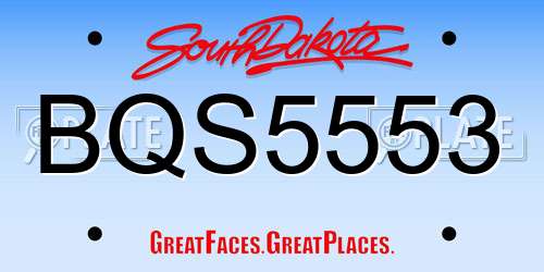 BQS5553 South Dakota License Plate