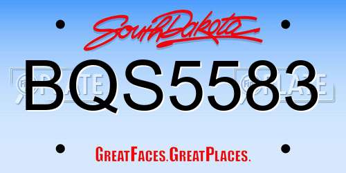 BQS5583 South Dakota License Plate