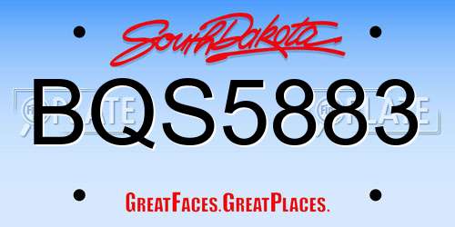 BQS5883 South Dakota License Plate