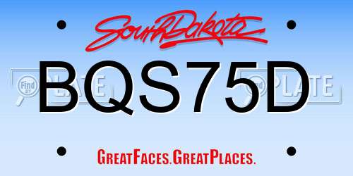 BQS75D South Dakota License Plate