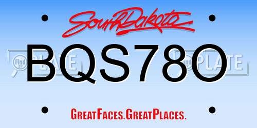 BQS78O South Dakota License Plate