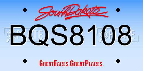 BQS8108 South Dakota License Plate