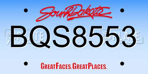 BQS8553 South Dakota License Plate