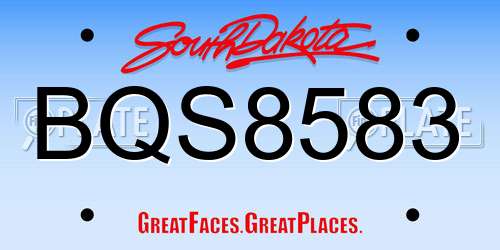 BQS8583 South Dakota License Plate