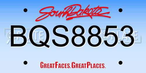 BQS8853 South Dakota License Plate