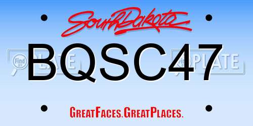 BQSC47 South Dakota License Plate