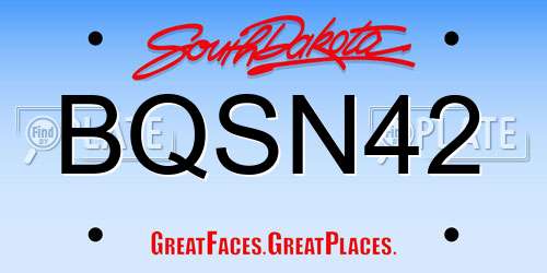 BQSN42 South Dakota License Plate