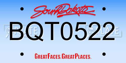 BQT0522 South Dakota License Plate