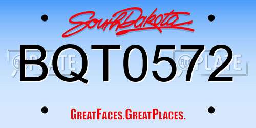 BQT0572 South Dakota License Plate