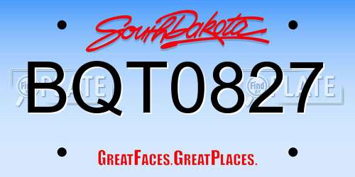 BQT0827 South Dakota License Plate