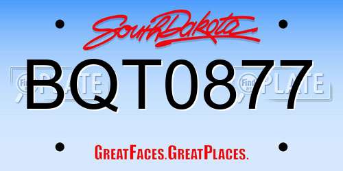 BQT0877 South Dakota License Plate