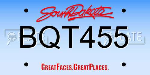 BQT455 South Dakota License Plate