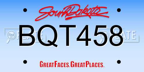 BQT458 South Dakota License Plate