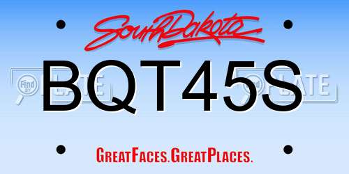 BQT45S South Dakota License Plate