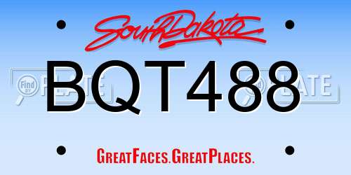 BQT488 South Dakota License Plate