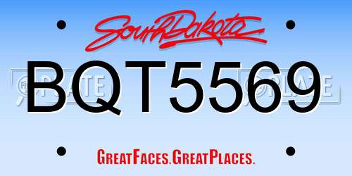BQT5569 South Dakota License Plate