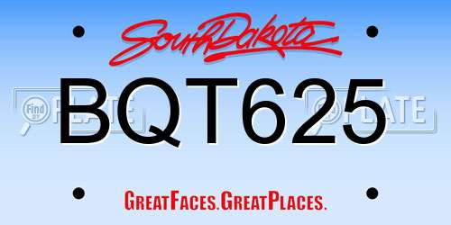 BQT625 South Dakota License Plate
