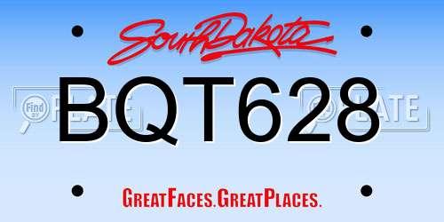 BQT628 South Dakota License Plate