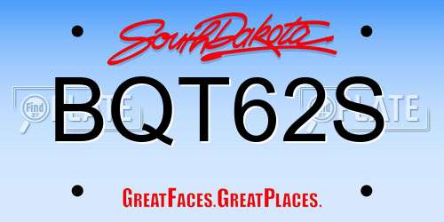 BQT62S South Dakota License Plate