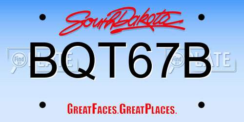 BQT67B South Dakota License Plate