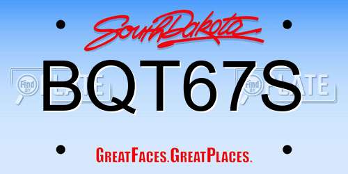 BQT67S South Dakota License Plate