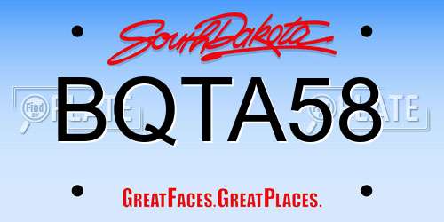 BQTA58 South Dakota License Plate