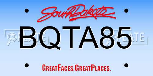BQTA85 South Dakota License Plate