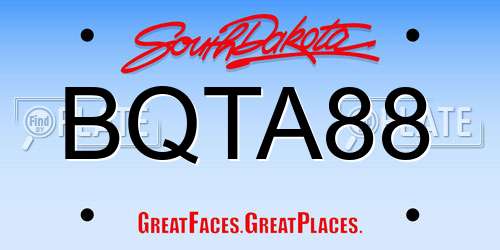 BQTA88 South Dakota License Plate