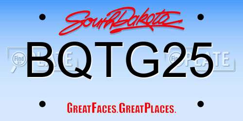 BQTG25 South Dakota License Plate