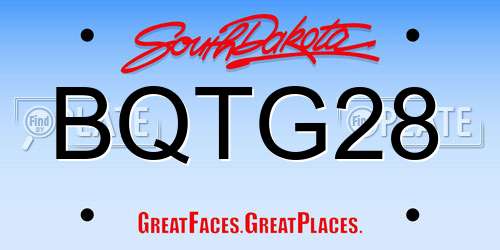 BQTG28 South Dakota License Plate