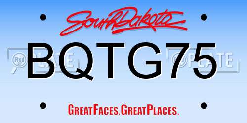 BQTG75 South Dakota License Plate
