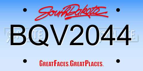 BQV2044 South Dakota License Plate