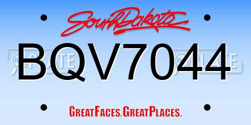 BQV7044 South Dakota License Plate