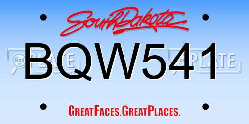 BQW541 South Dakota License Plate