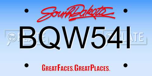 BQW54I South Dakota License Plate